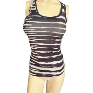 - Nike Dri Fit  XS Black Striped Racerback Tank Top Sleeveless Casual